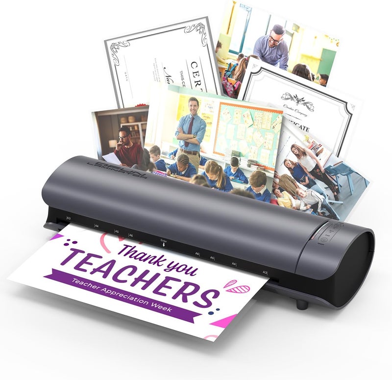 Qfun Office Presentation Laminator Machine 11x17 with Laminating Sheet A3/A4/A5, 3/5 Mil Thermal Cold Laminating Machine 13 inch Wide, 60s Warm-Up Office Presentation Laminator Machine (Gray) - Image 1